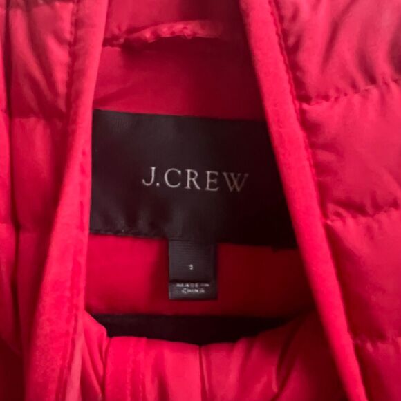J. Crew Snowcap Down Jacket Womens  Quilted Coat  Red Full Gold zip Size S - Picture 5 of 5
